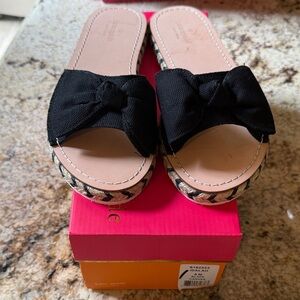 Kate Spade Black Bow Espadrille Slide Sandals NEW 8.5